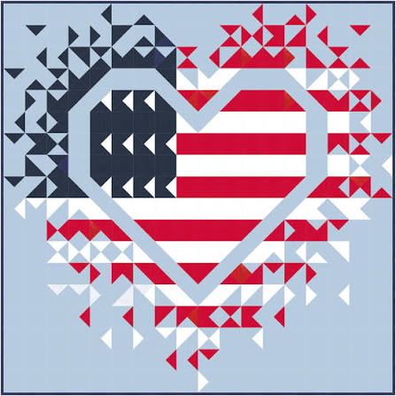 Slice of Pi Quilts Patriotic Exploding Heart Quilt Pattern - 2 Size Variations Per Pattern SPQ346