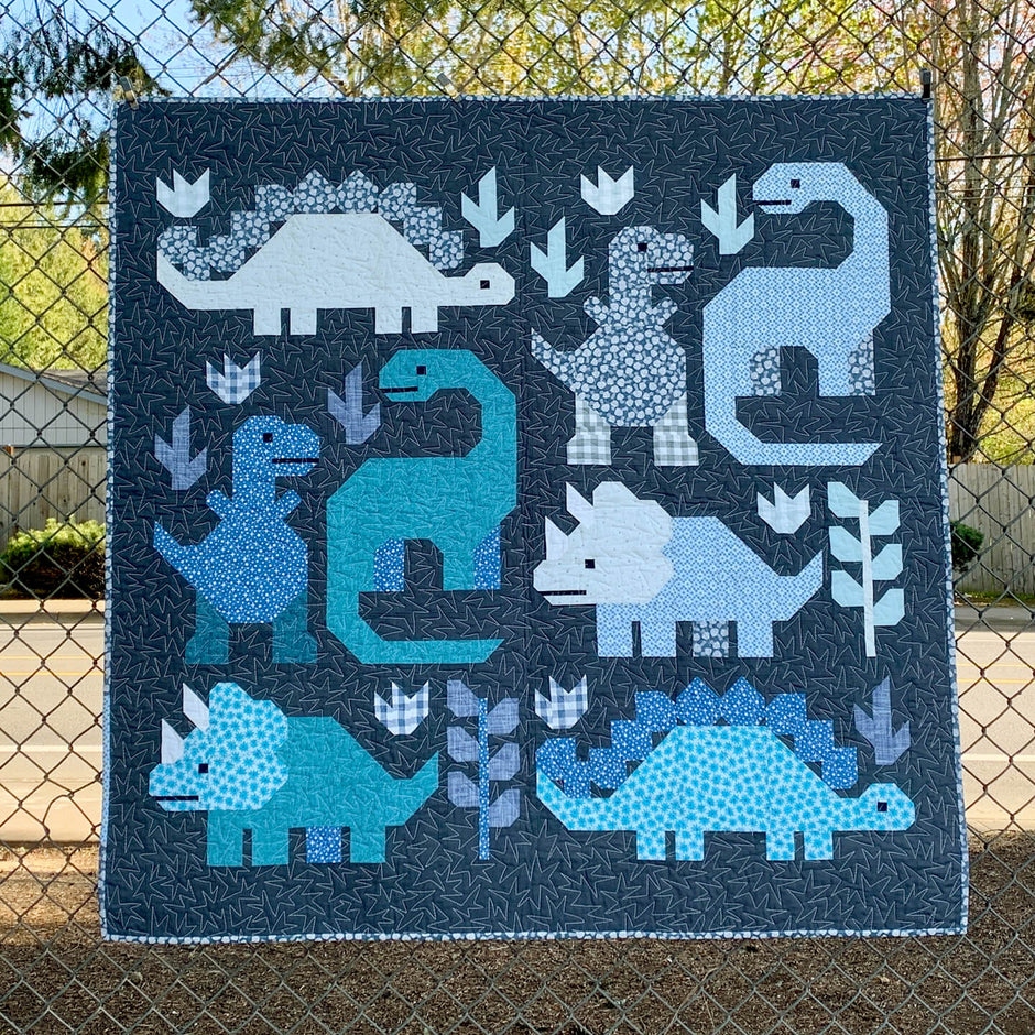 Elizabeth Hartman Dinosaur Quilt Pattern - 2 Size Variations Per Pattern