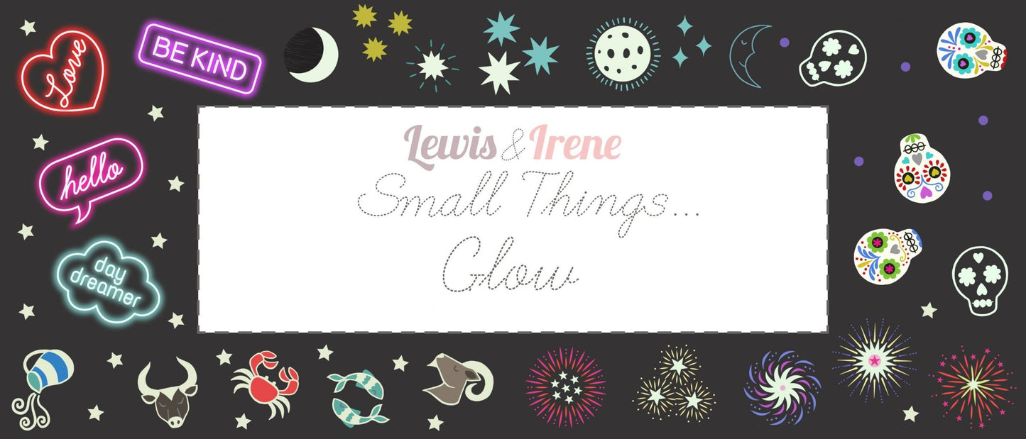 Glow-In-The-Dark Lewis & Irene Small Things Glow Fabric Collection Glowing Fireworks on Pink SM41.1