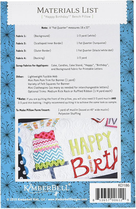 RETIRED!! Kimberbell Happy Birthday! Bench Pillow Collection Machine Embroidery CD