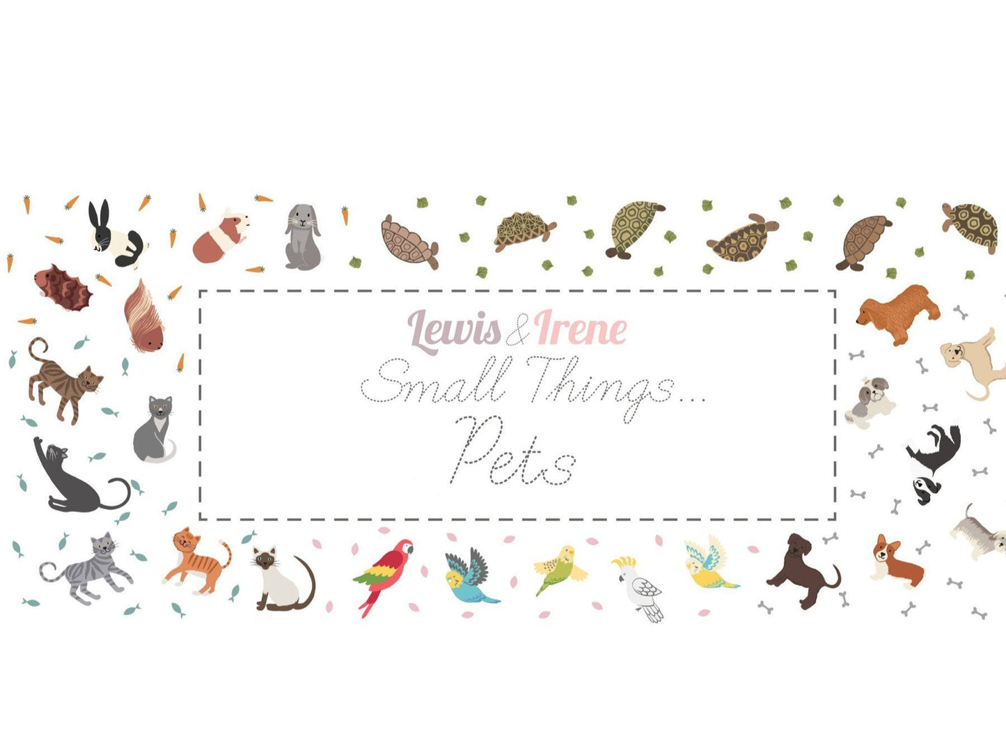 Lewis & Irene Small Things Pets Fabric Collection 20pc Fat Quarter Bundle Authentic Premium 100% Cotton Quilt Shop Quality Fabrics