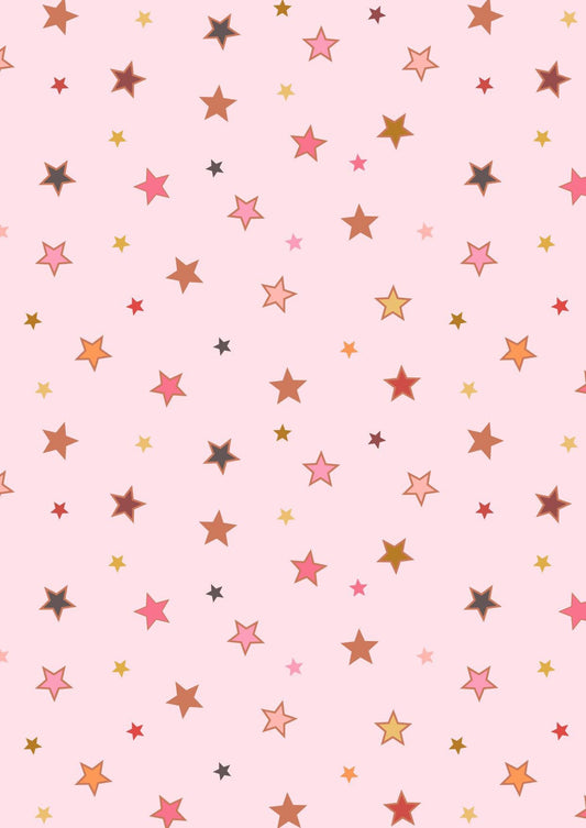 LAST BOLT! Lewis & Irene Rainbows Fabric Collection Rose Gold Metallic Calming Stars on Pink Premium 100% Cotton Quilt Shop Quality Fabrics