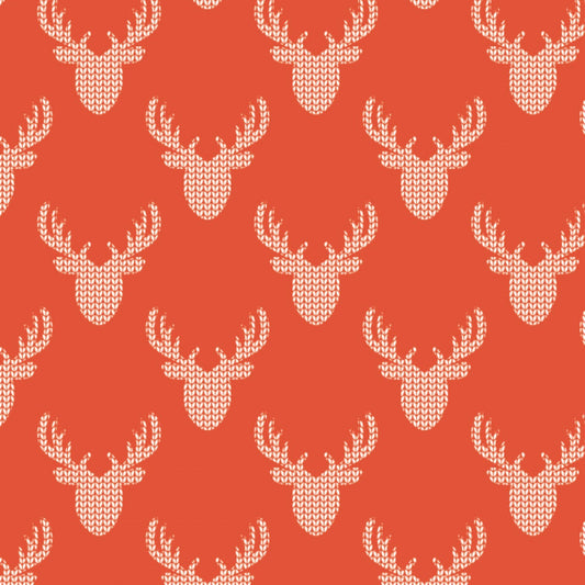 LAST RESTOCK!! Camelot Reindeer Lodge Fabric Collection Knit Look Deer Print on Red Premium 100% Cotton