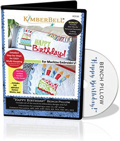 RETIRED!! Kimberbell Happy Birthday! Bench Pillow Collection Machine Embroidery CD