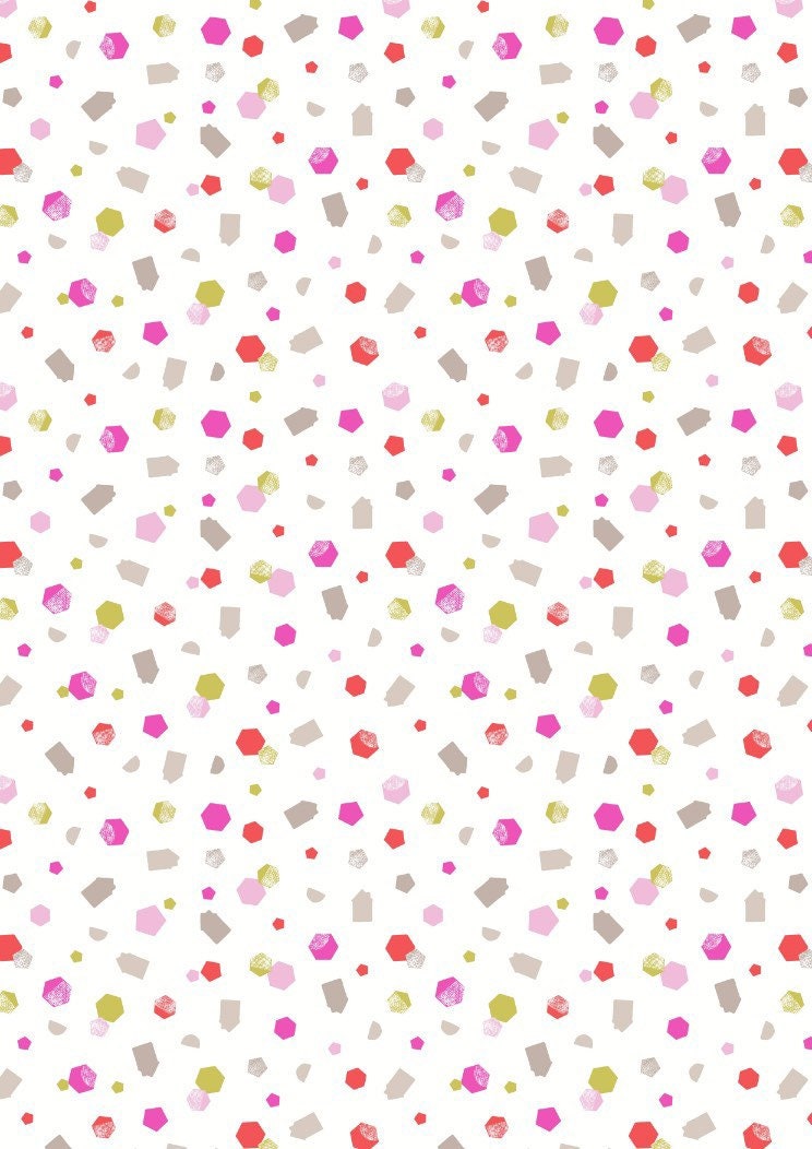 RETIRED! Lewis & Irene Hann’s House Fabric Collection Shapes on White Premium 100% Cotton Quilt Shop Quality Fabrics
