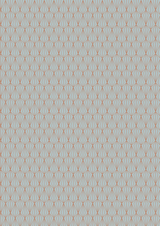 Lewis & Irene City Nights Fabric Collection Metallic Copper Architectural Blender on Duck Egg Blue Premium 100% Cotton Fabrics
