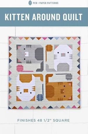LAST ONE! Pen + Paper Kitten Around Quilt Kit Featuring Paintbrush Studio Fabrics 48.5”x48.5” Premium 100% Cotton Fabrics