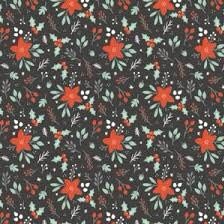 LAST BOLT!! Camelot Reindeer Lodge Fabric Collection Winter Florals on Charcoal Premium 100% Cotton Quilt Shop Quality Fabrics