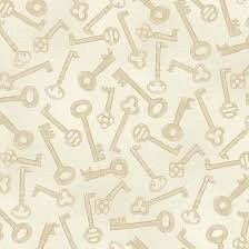 Maywood Studios Aubergine Fabric Collection Vintage Keys on Cream MAS9156-E QSQ100% Cotton