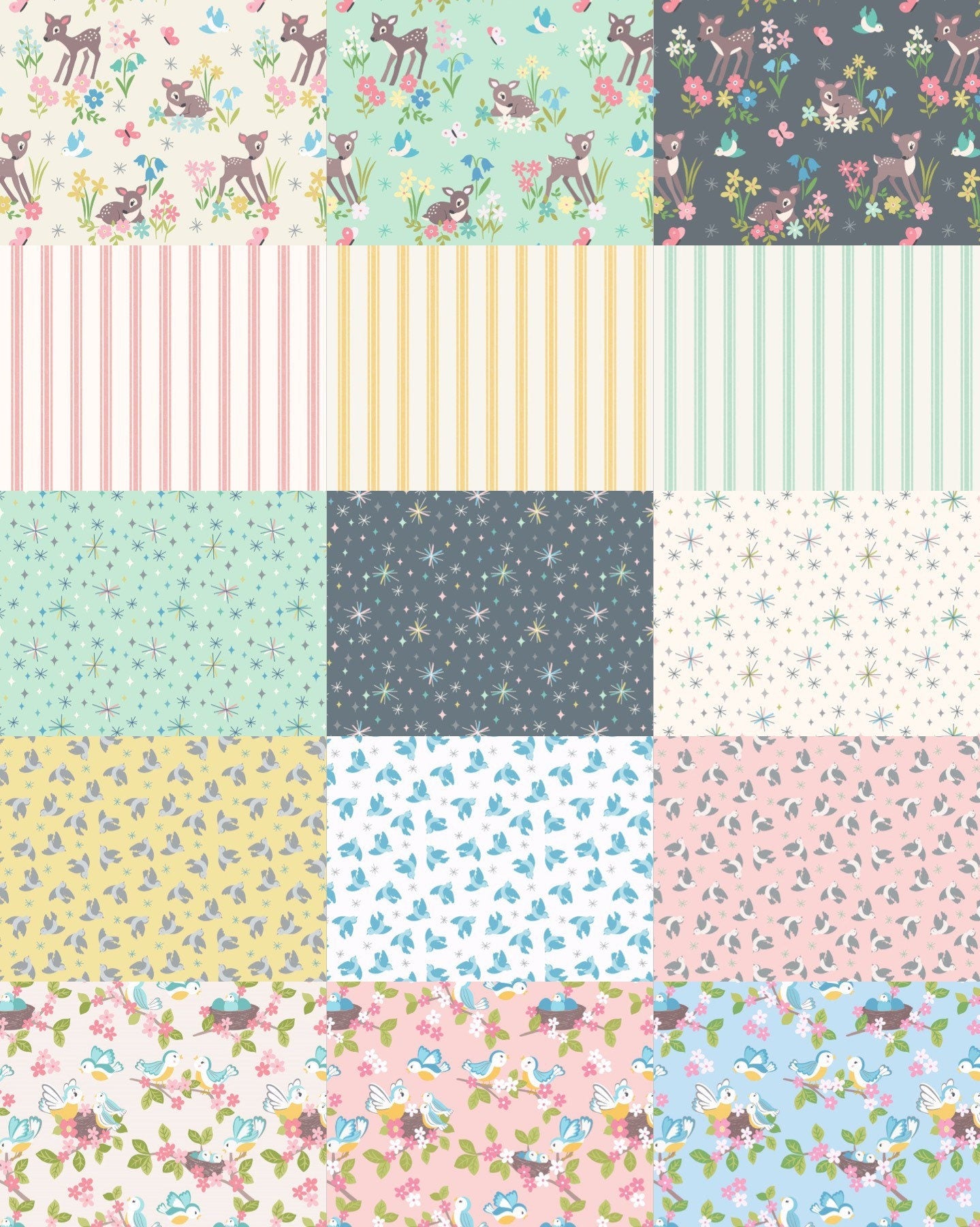 Lewis & Irene Oh Darling! Fabric Collection Flying Bluebirds on Rose Premium 100% Cotton Quilt Shop Quality Fabrics