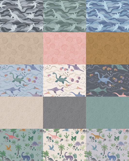 Lewis & Irene Kimmeridge Bay Fabric Collection Dino Rock Layers on Greys Premium 100% Cotton Quilt Shop Quality Fabrics