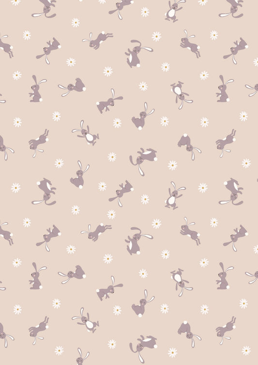 Lewis & Irene Bunny Hop Fabric Collection Bunny on Dark Cream Premium 100% Cotton Quilt Shop Quality Fabrics