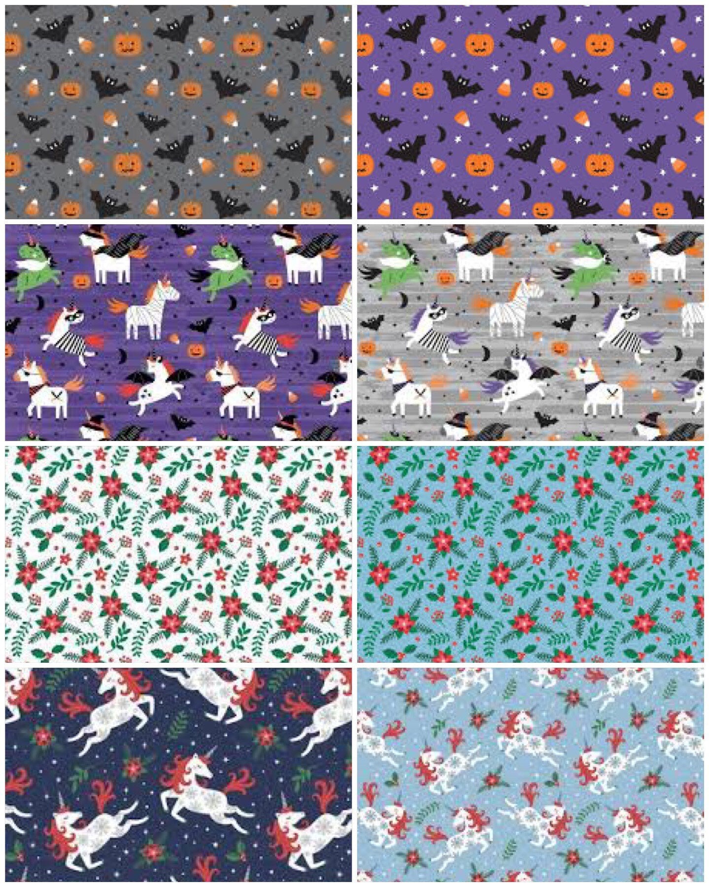 LAST BOLT! Camelot Unicorns Always in Season Fabric Collection Christmas Unicorns on Dark Blue Premium 100% Cotton Quilt Shop Quality Fabric