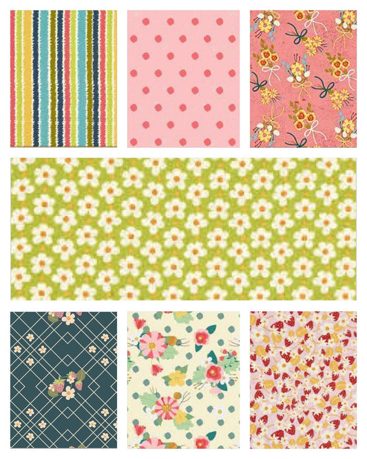 Riley Blake Strawberry Jam Fabric Collection Stripes on Dark Premium 100% Cotton Quilt Shop Quality Fabrics