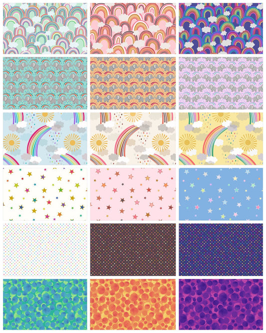 Lewis & Irene Rainbows Fabric Collection Rainbow Dots on Cream Authentic Premium 100% Cotton Quilt Shop Quality Fabrics