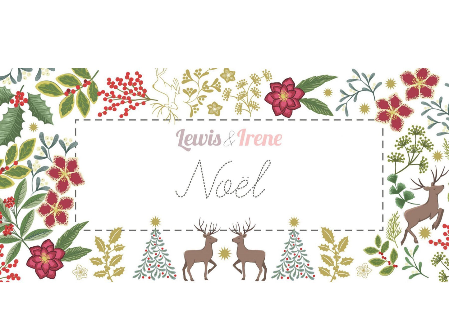 LAST BOLT! Lewis & Irene Noel Fabric Collection Metallic Gold Stars and Berries on Cream Authentic Premium 100% Cotton Fabrics