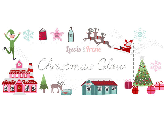 Lewis & Irene Christmas Glow Fabric Collection 18"x43" Merry Christmas Bunting Panel on Blue/Grey