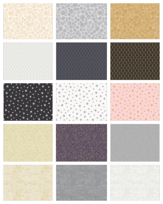 Lewis & Irene Marvelous Metallics Fabric Collection Metallic Silver Geometric on Cream MM4.1