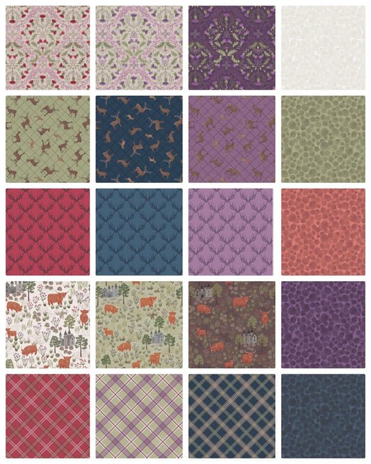 Lewis & Irene Loch Lewis Fabric Collection Deer Check on Purple A540.2
