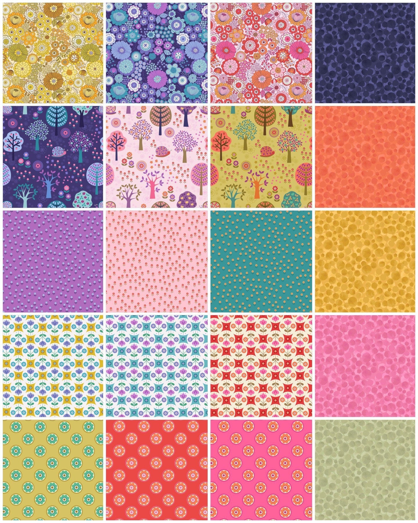 LAST BOLT!! Lewis & Irene Flower Child Fabric Collection Fab Floral Circles on Blue Premium 100% Cotton Quilt Shop Quality Fabrics