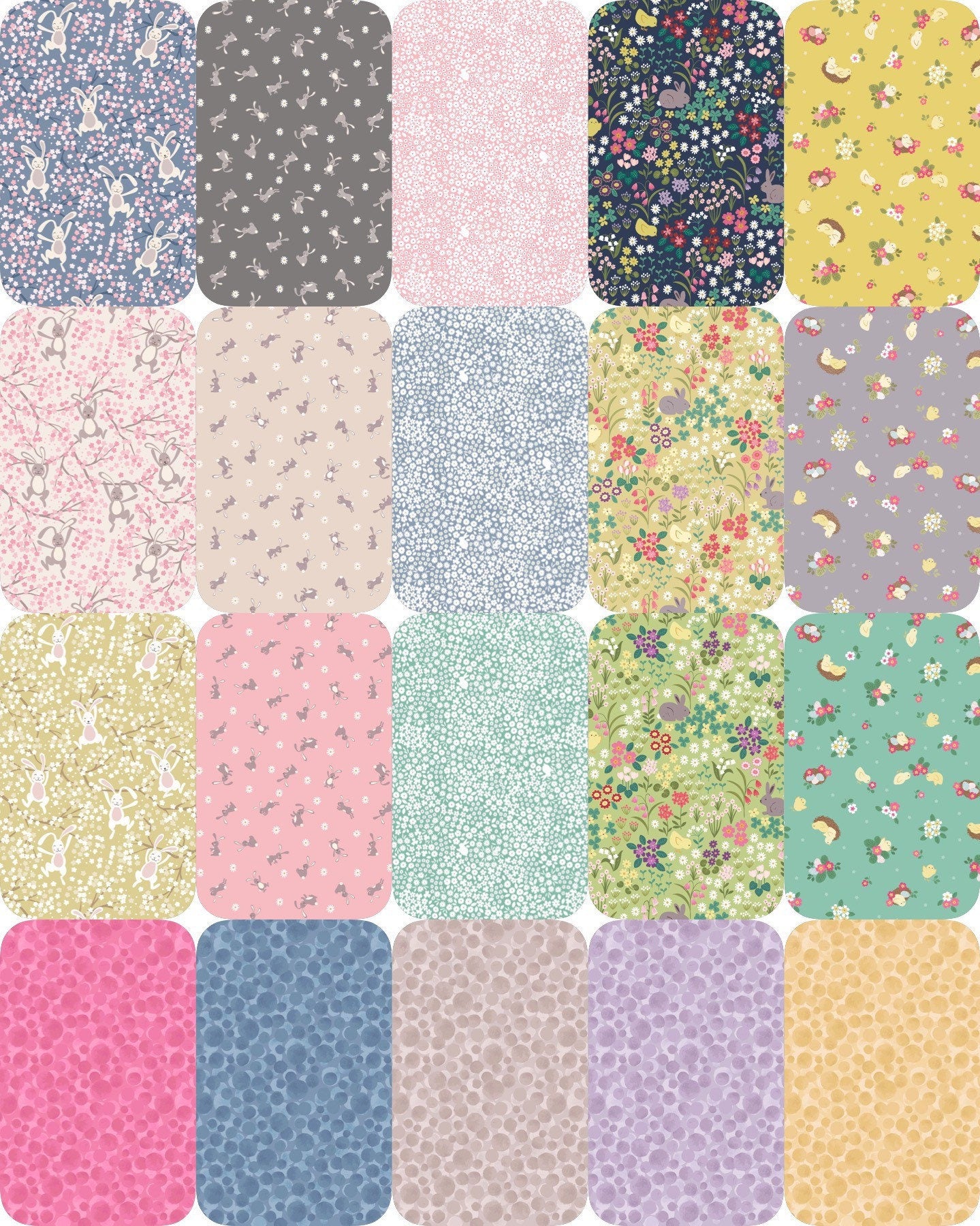 Lewis & Irene Bunny Hop Fabric Collection Swinging Bunny on Spring Yellow Premium 100% Cotton Quilt Shop Quality Fabrics