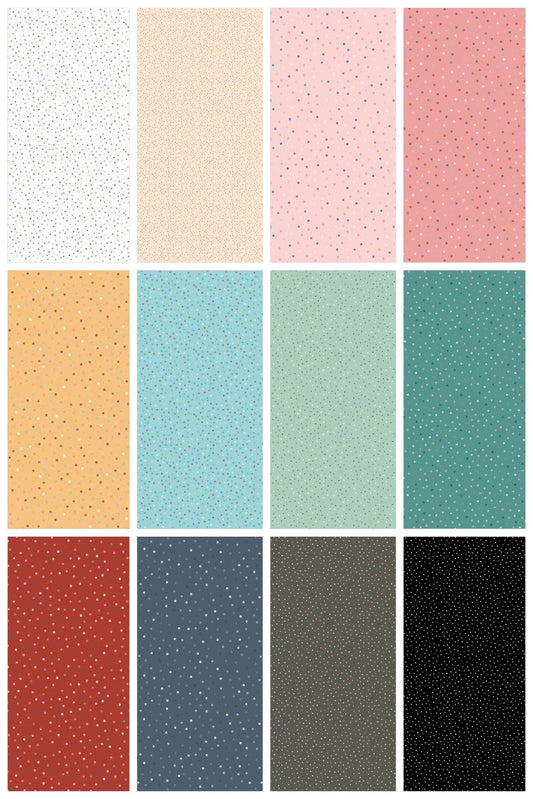 Poppie Cotton Country Confetti Blenders Fabric Collection Country Confetti on Blue Ribbon - Dark Blue Authentic Premium 100% Cotton CC20186