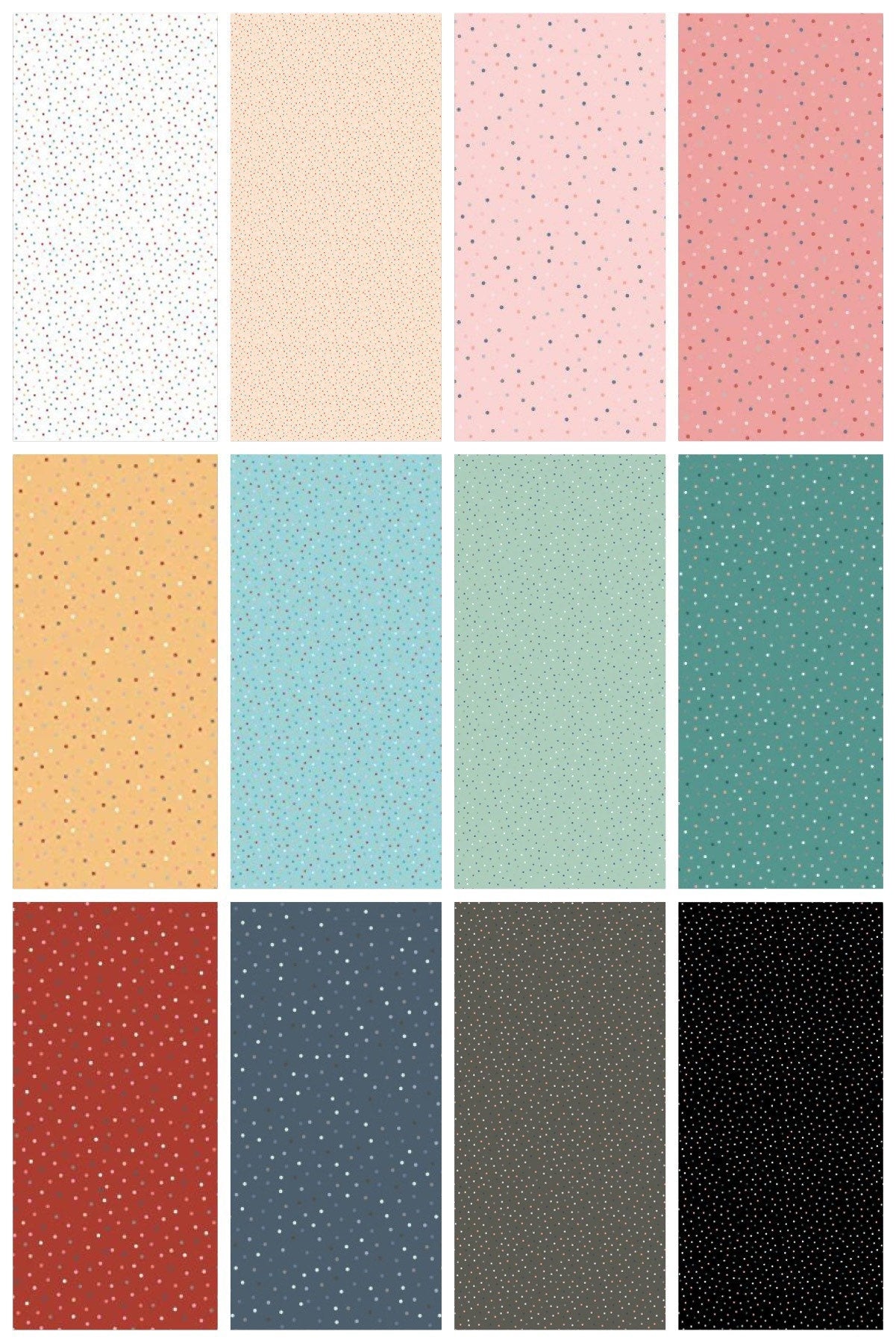Poppie Cotton Country Confetti Blenders Fabric Collection Country Confetti on Black Licorice Premium 100% Cotton Fabrics