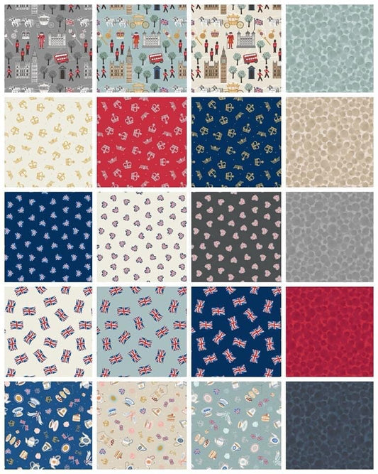 Lewis & Irene Jubilee Fabric Collection Teatime on Cream Premium 100% Cotton Quilt Shop Quality Fabrics