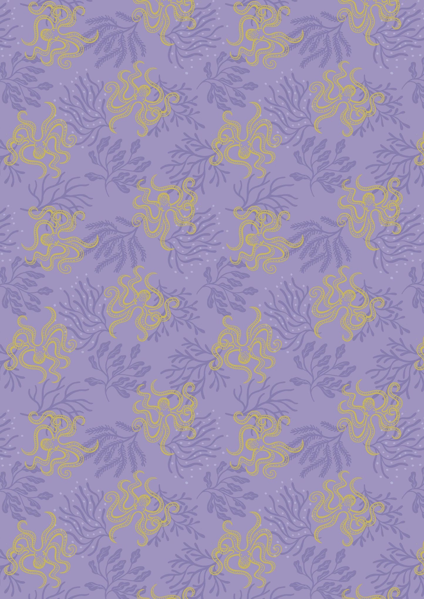 Lewis & Irene Moontide Fabric Collection Metallic Gold Octopus on Purple Premium 100% Cotton Quilt Shop Quality Fabrics
