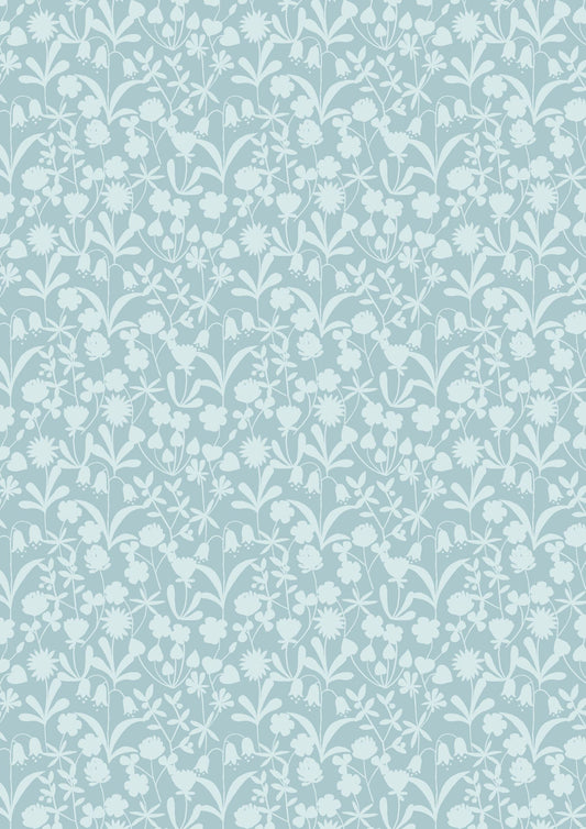 LAST BOLT!! Lewis & Irene Bluebell Wood Reloved Fabric Collection Floral Silhouette on Nighttime Premium 100% Cotton Fabrics