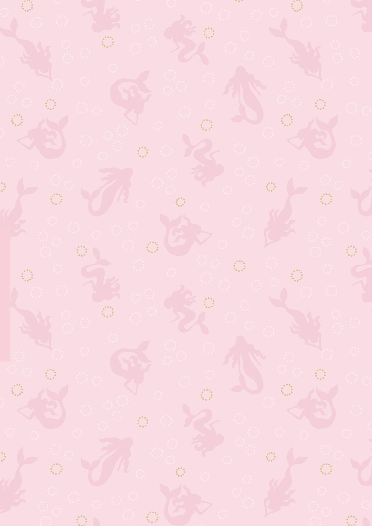 Lewis & Irene Moontide Fabric Collection Metallic Gold Mermaid Silhouettes on Pink Premium 100% Cotton Quilt Shop Quality Fabrics