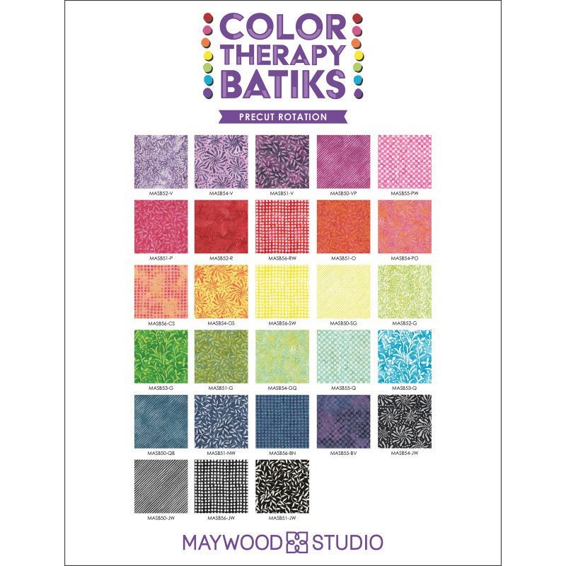 LAST RESTOCK! Maywood Studio Color Therapy Batiks Jellyroll (40-2.5” Strips Per Roll) QSQ 100% Cotton