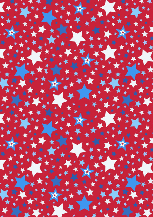 Lewis & Irene Americana Fabric Collection Stars on Red Premium 100% Cotton Quilt Shop Quality Fabrics