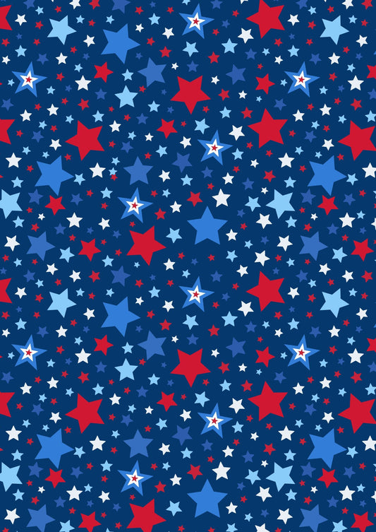 Lewis & Irene Americana Fabric Collection Stars on Blue Premium 100% Cotton Quilt Shop Quality Fabrics