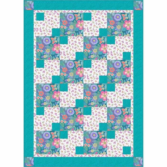 Fabric Cafe Garden Path Quilt Pattern (uses only 3YDS of fabric) Finished Size 45”x63”
