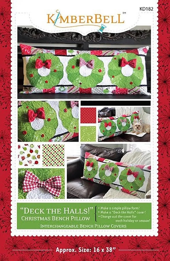 LAST ONE!! Kimberbell Deck The Halls Bench Pillow Collection Fabric & Embellishment Kit (Backing Included)