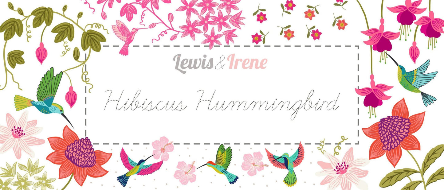 Lewis & Irene Hibiscus Hummingbird Fabric Collection Hummingbird Large Floral on Blush Pink A593.1