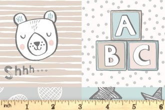 Lewis & Irene Bella Bunny and Bear Fabric Collection 3” Squares on Pale Blue Premium 100% Cotton Quilt Shop Quality Fabrics