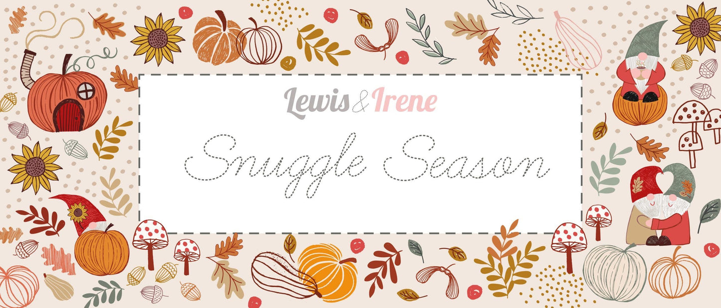 LAST BOLT! Lewis & Irene Snuggle Season Fabric Collection Pumpkins on Chocolate Premium 100% Cotton Quilt Shop Quality Fabrics