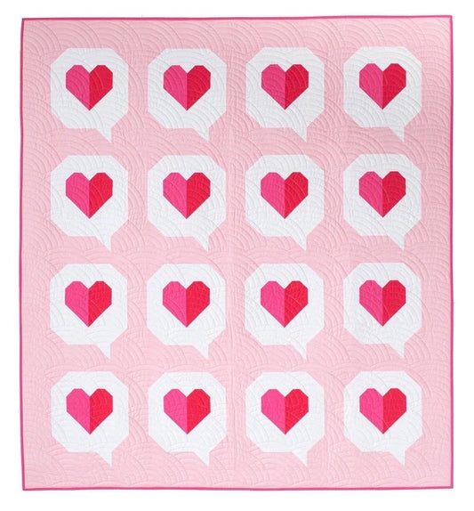 Pen + Paper Patterns I Heart You Quilt Pattern Finished Size: 55"x61" (Optional Fineline Glue Tip Applicator Sets)