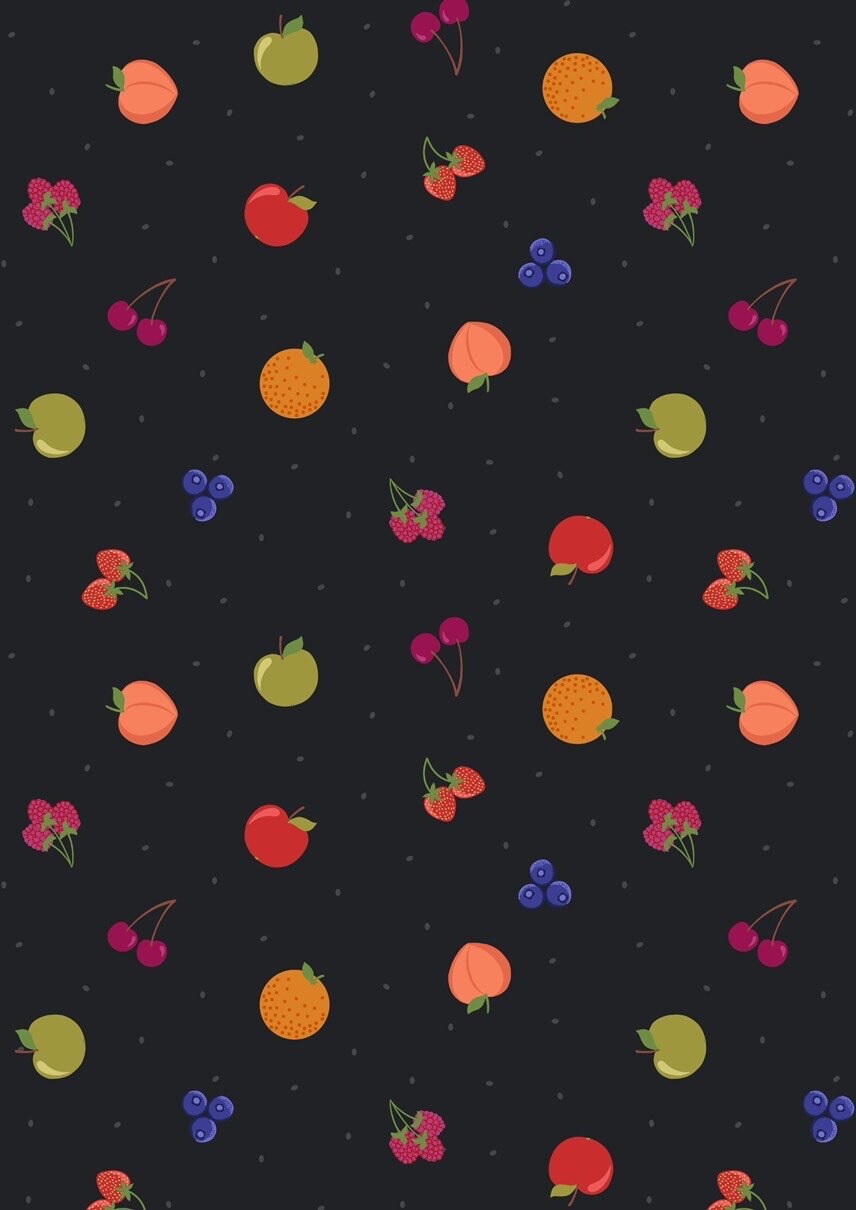 Lewis & Irene Small Things Sweet Fabric Collection Fruit on Black Premium 100% Cotton Quilt Shop Quality Fabrics