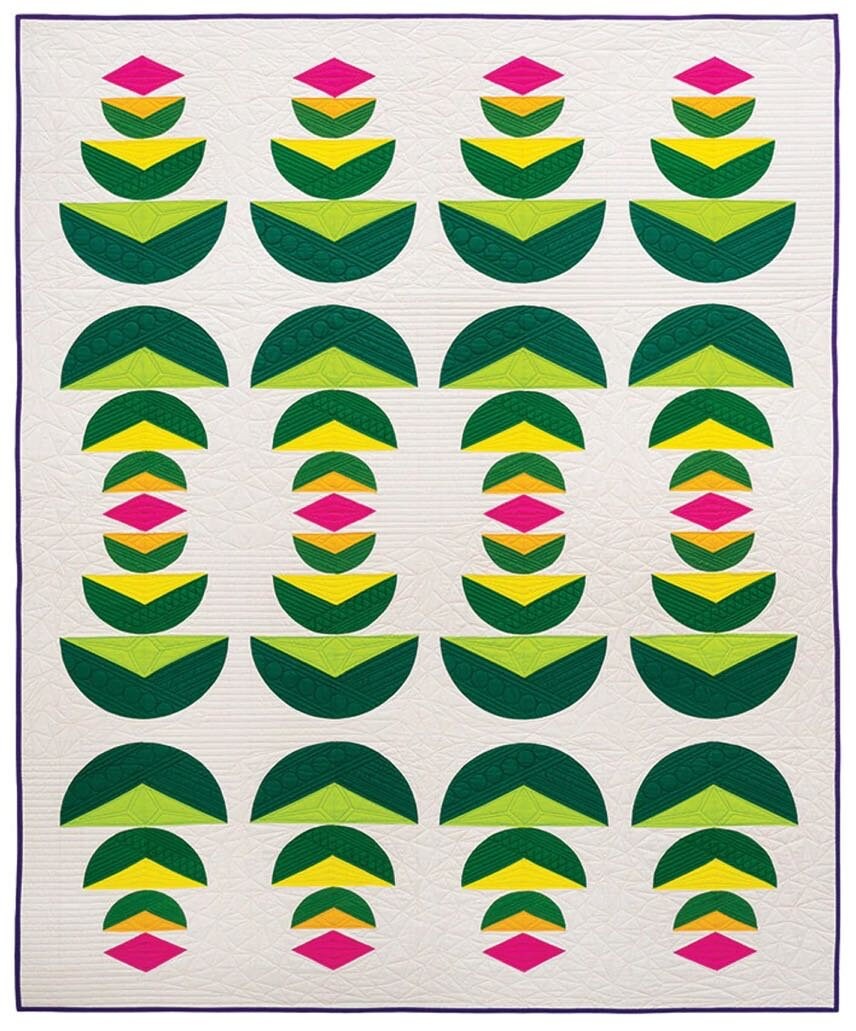 Quiltachusetts Palm Fronds Quilt Pattern Finished Size: 58.5"x72"