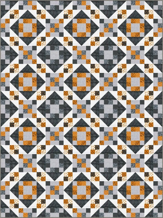Hallows Crossings by Needle in a Hayes Stack Quilt Pattern Finished Size: 72"x96"