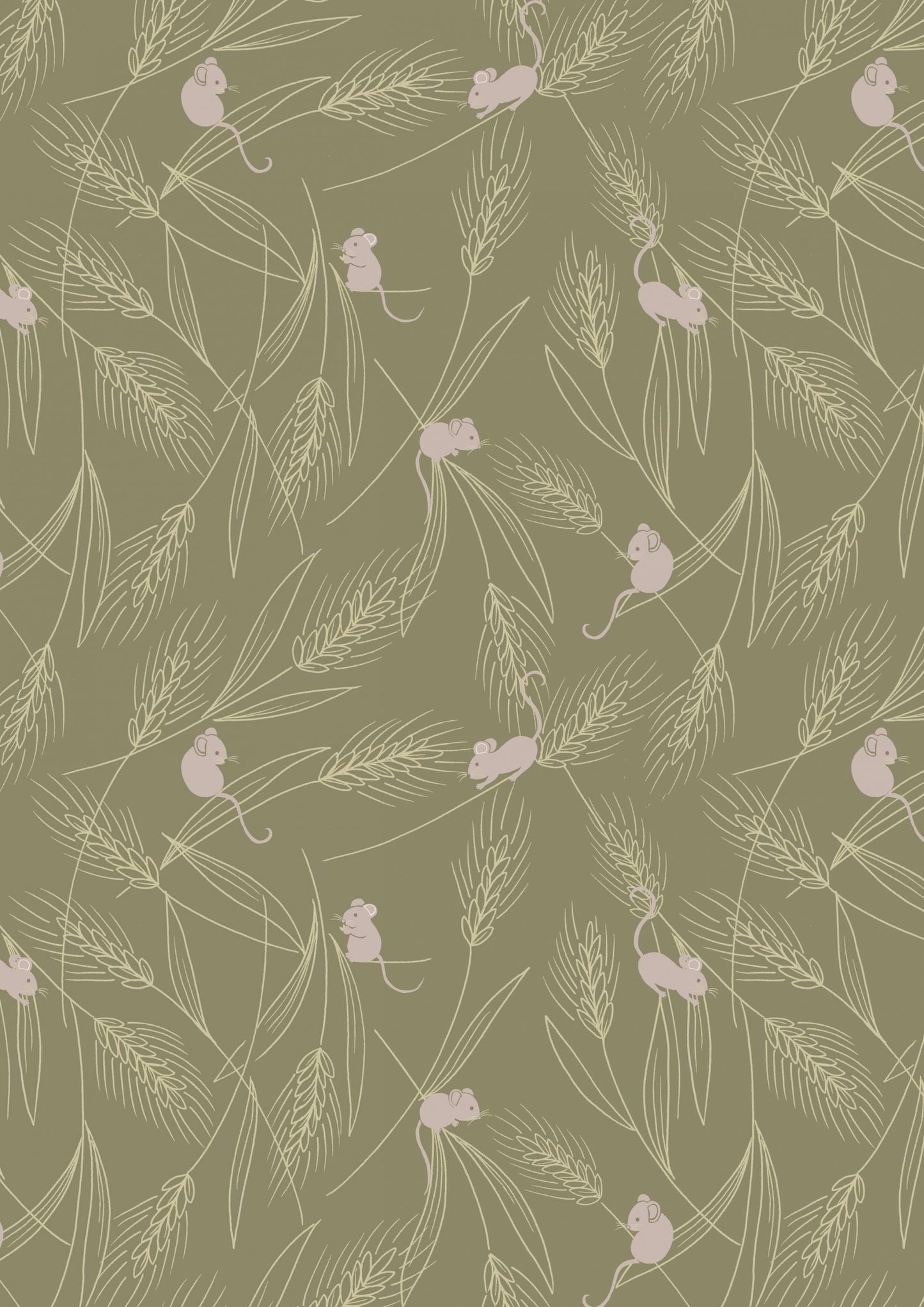 LAST BOLT! Lewis & Irene Autumn Fields Reloved Fabric Collection Barley Mice on Country Green Premium 100% Cotton Quilt Shop Quality Fabrics
