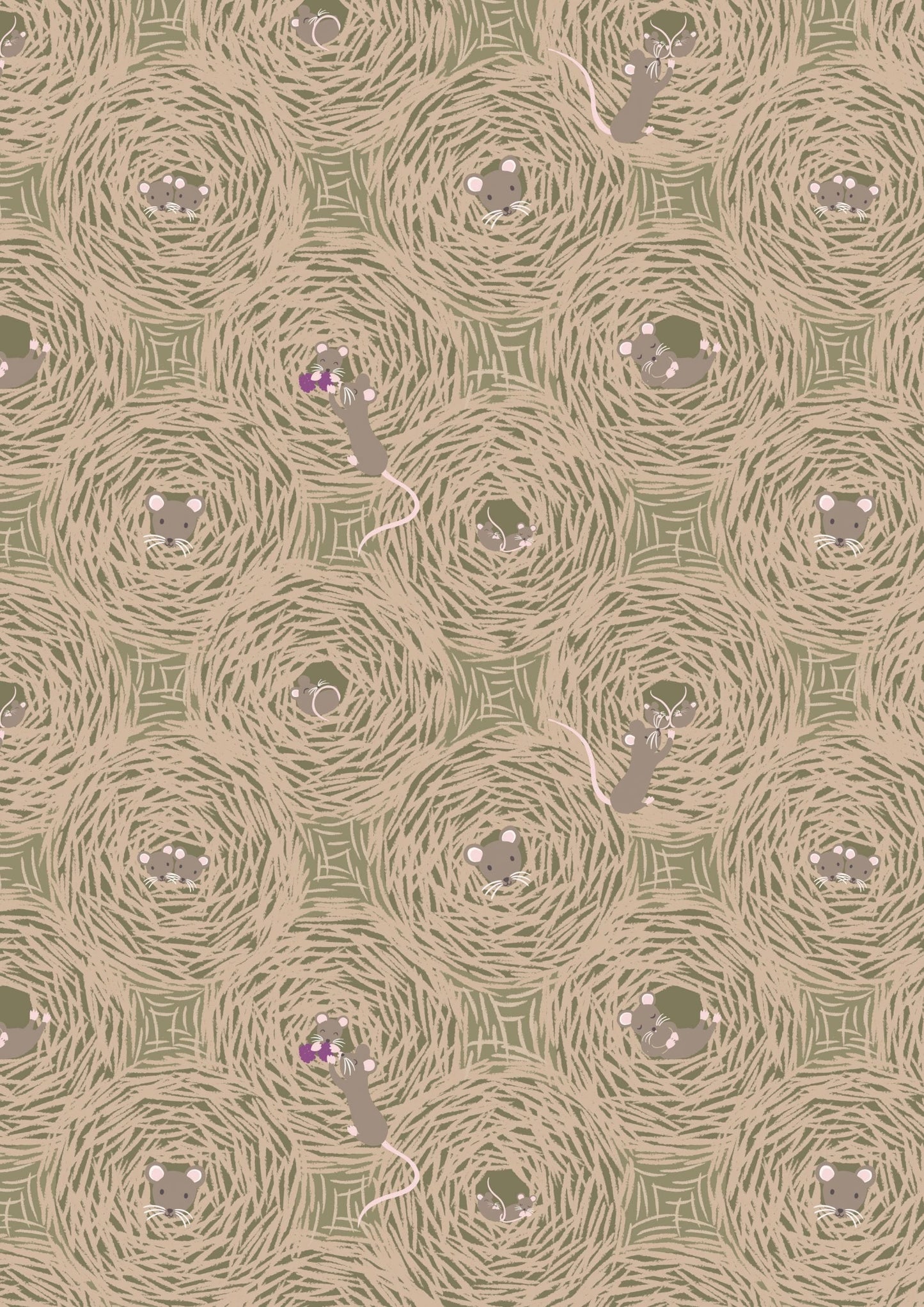 LAST BOLT! Lewis & Irene Autumn Fields Reloved Fabric Collection Harvest Nests on Country Green Premium 100% Cotton Fabrics