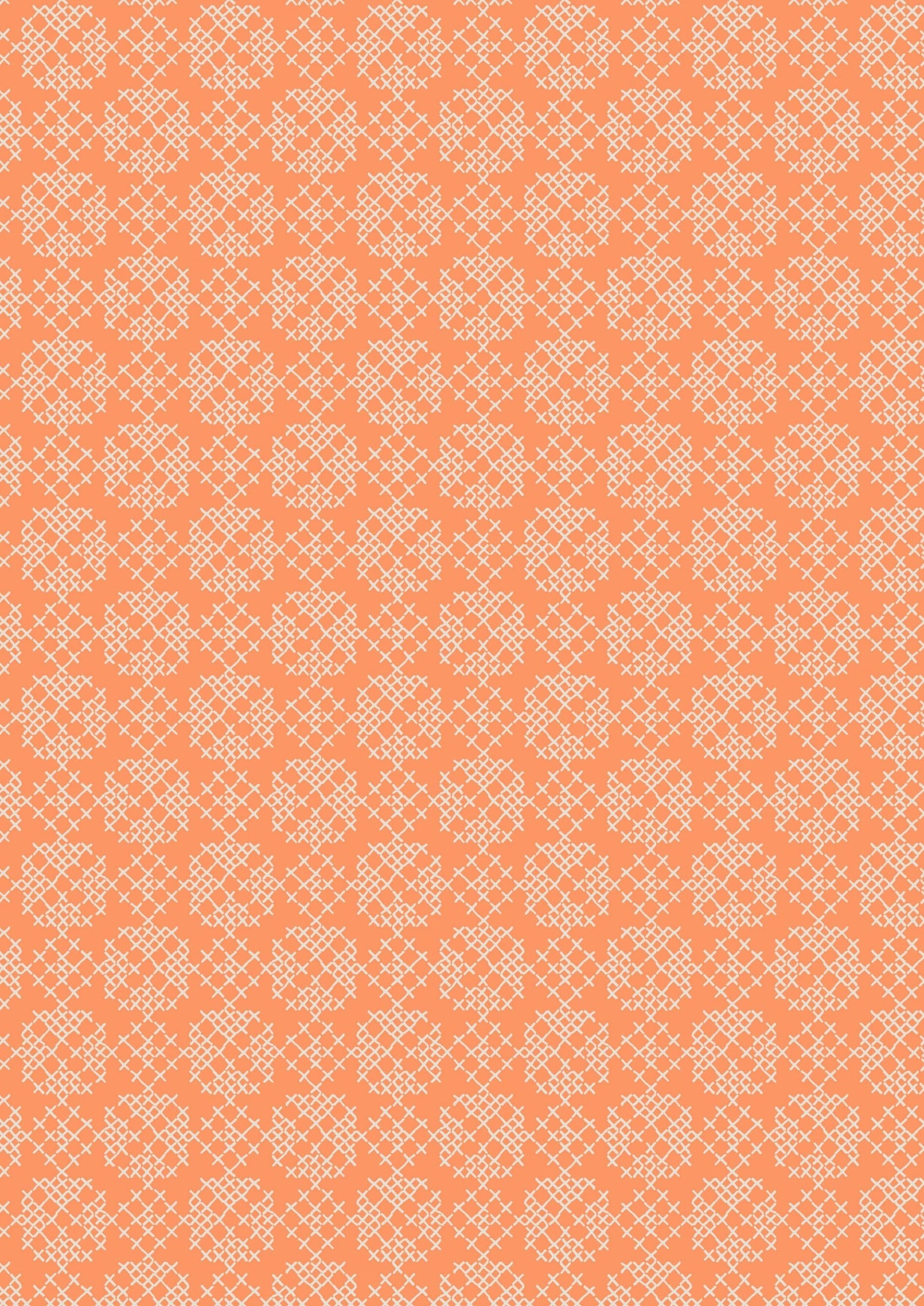 Lewis & Irene Folk Floral Fabric Collection Cross Stitch on Autumn Orange Premium 100% Cotton Quilt Shop Quality Fabrics