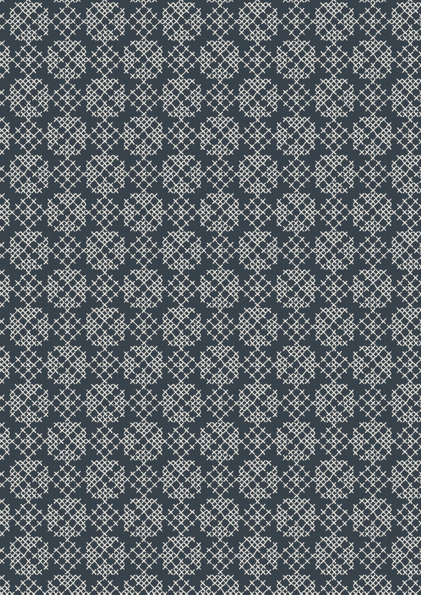 Lewis & Irene Folk Floral Fabric Collection Cross Stitch on Navy Blue Premium 100% Cotton Quilt Shop Quality Fabrics