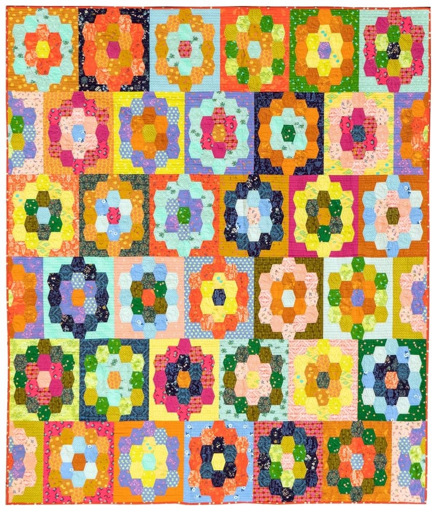 Sew Kind of Wonderful Hexie Meadow Quilt Pattern Finished Size 72"x87"