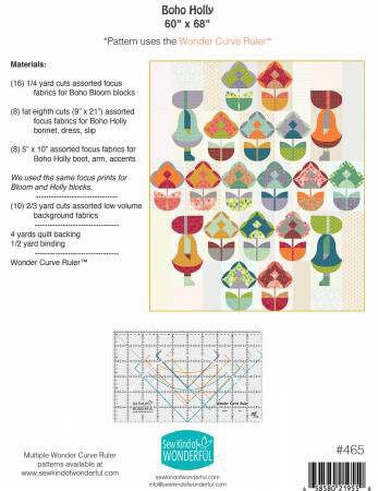Sew Kind of Wonderful Boho Holly Quilt Pattern Finished Size: 60"x68"