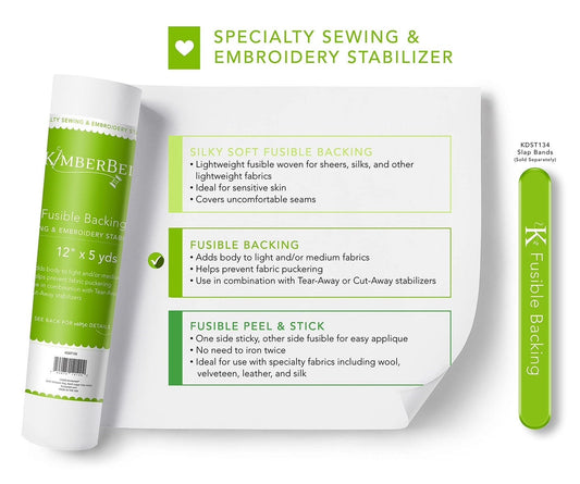 Kimberbell Fusable Backing Sewing & Embroidery Stabilizer Roll 12"x5YDS or 20"x5YDS